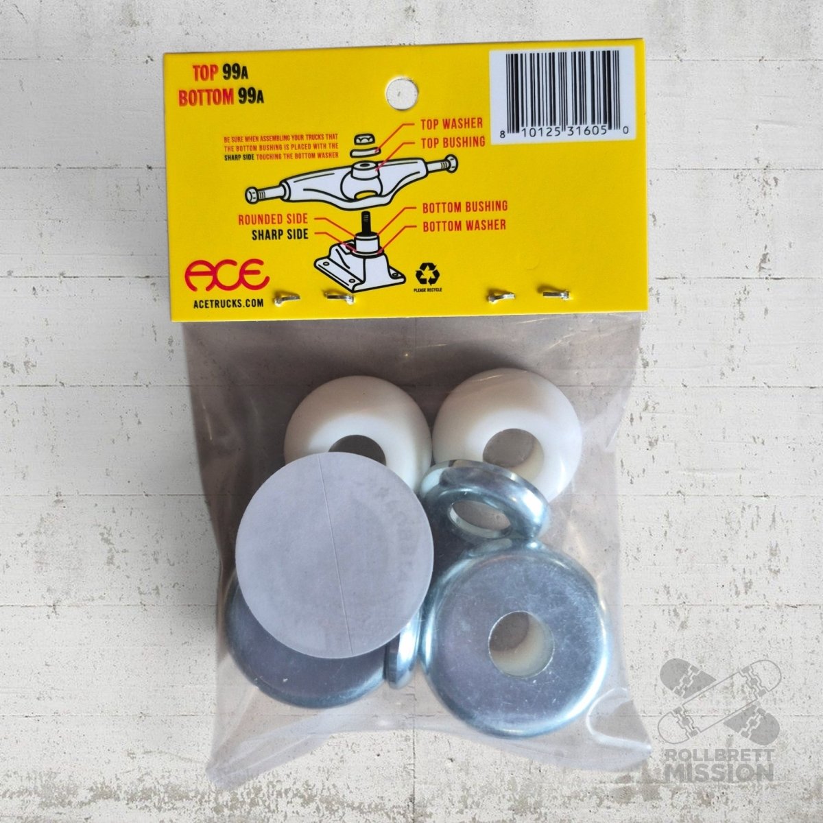 ACE Bushings Extra Hard 99A white - Skateboard - Kleinteile - Rollbrett Mission