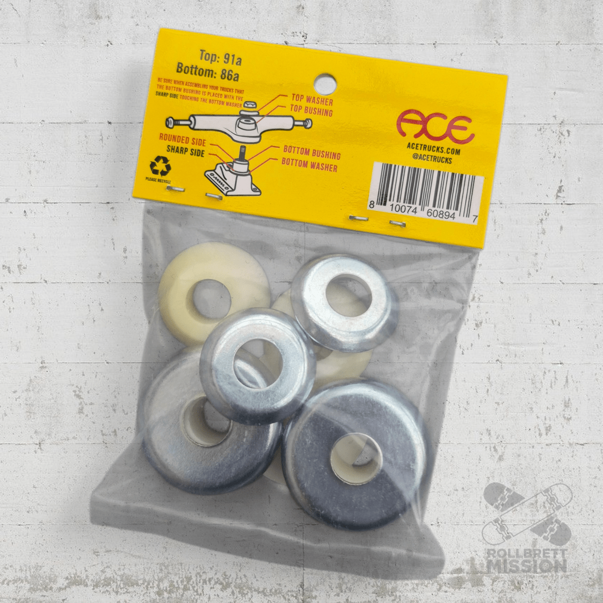 ACE Bushings Low Medium Stock 91A 86A white - Skateboard - Kleinteile - Rollbrett Mission
