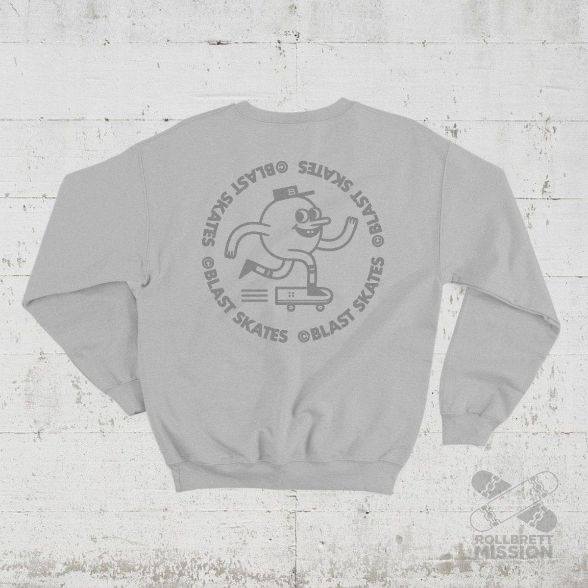 Blast Skates Crew Neck Sweatshirt Round Logo ash grey - Shirts & Tops - Rollbrett Mission