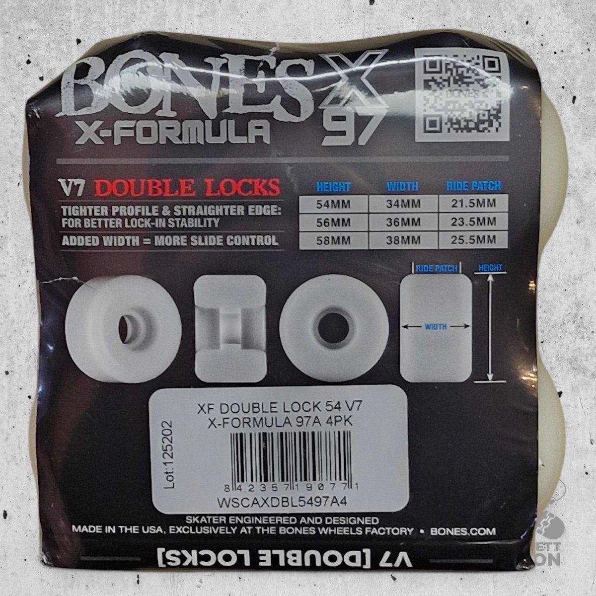 Bones X - Formula 97A 54mm Double Lock V7 Shape Wheels - Skateboard - Rollen - Rollbrett Mission