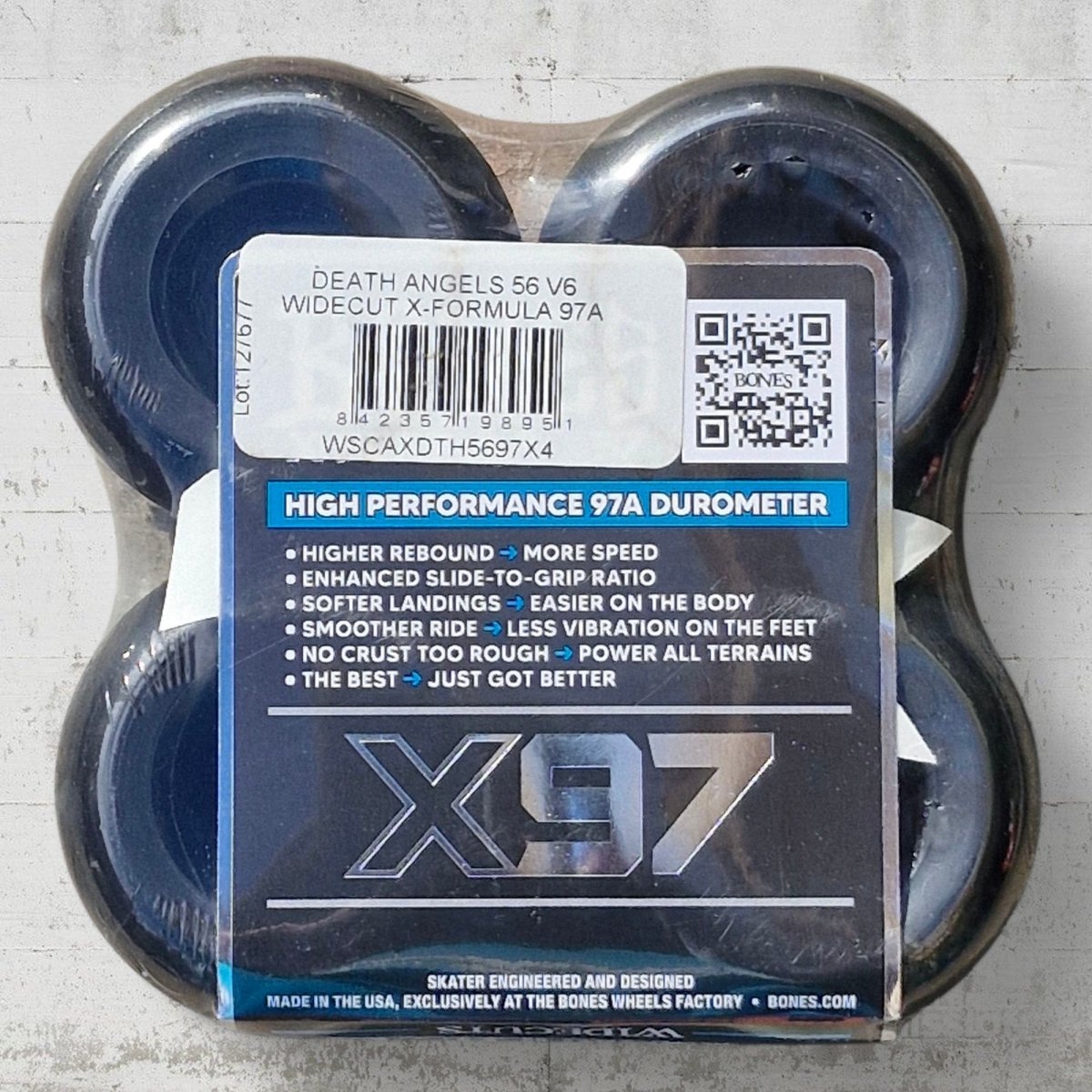 Bones X - Formula 97A 56mm Death Angels V6 Widecut Wheels black - Skateboard - Rollen - Rollbrett Mission