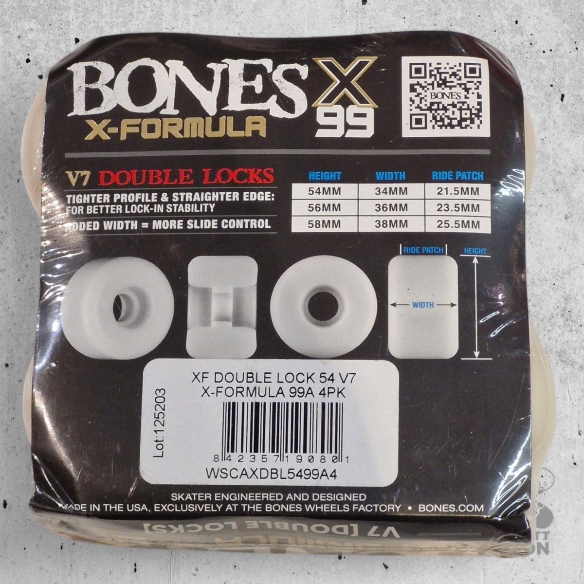 Bones X - Formula 99A 56mm Double Lock V7 Shape Wheels - Skateboard - Rollen - Rollbrett Mission