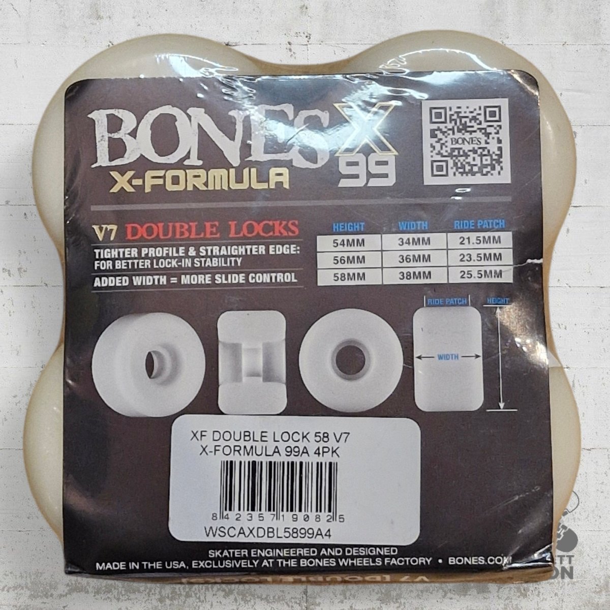 Bones X - Formula 99A 58mm Double Lock V7 Shape Wheels - Skateboard - Rollen - Rollbrett Mission