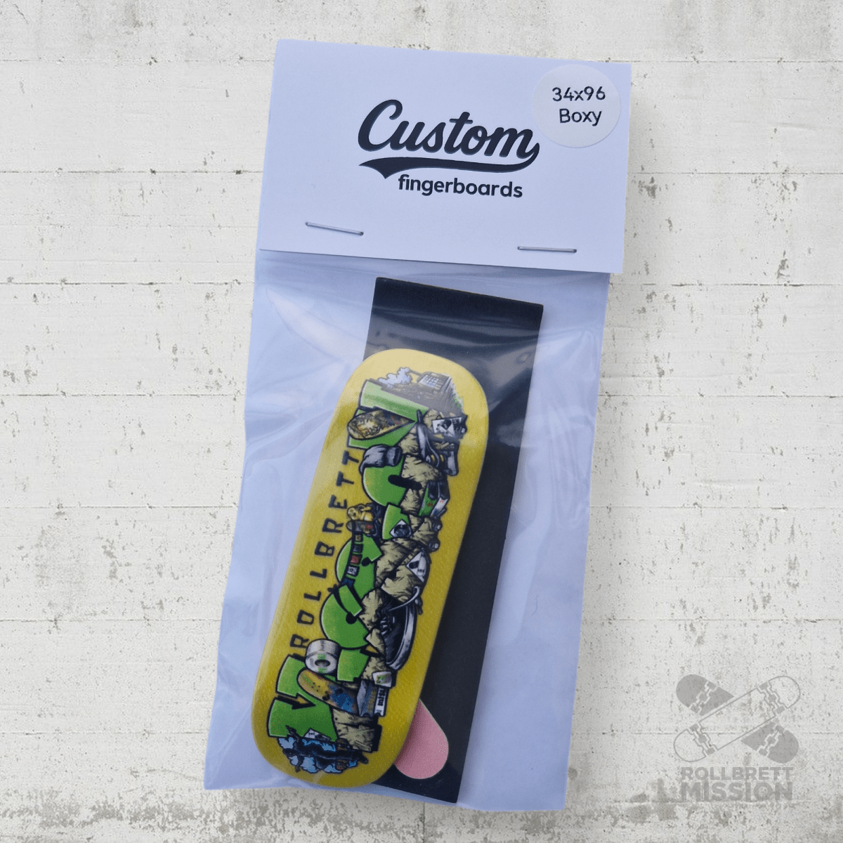 Custom x Rollbrett Mission Fingerboard Deck Shop Spirit 34mm Boxy Shape - Fingerboard - Rollbrett Mission