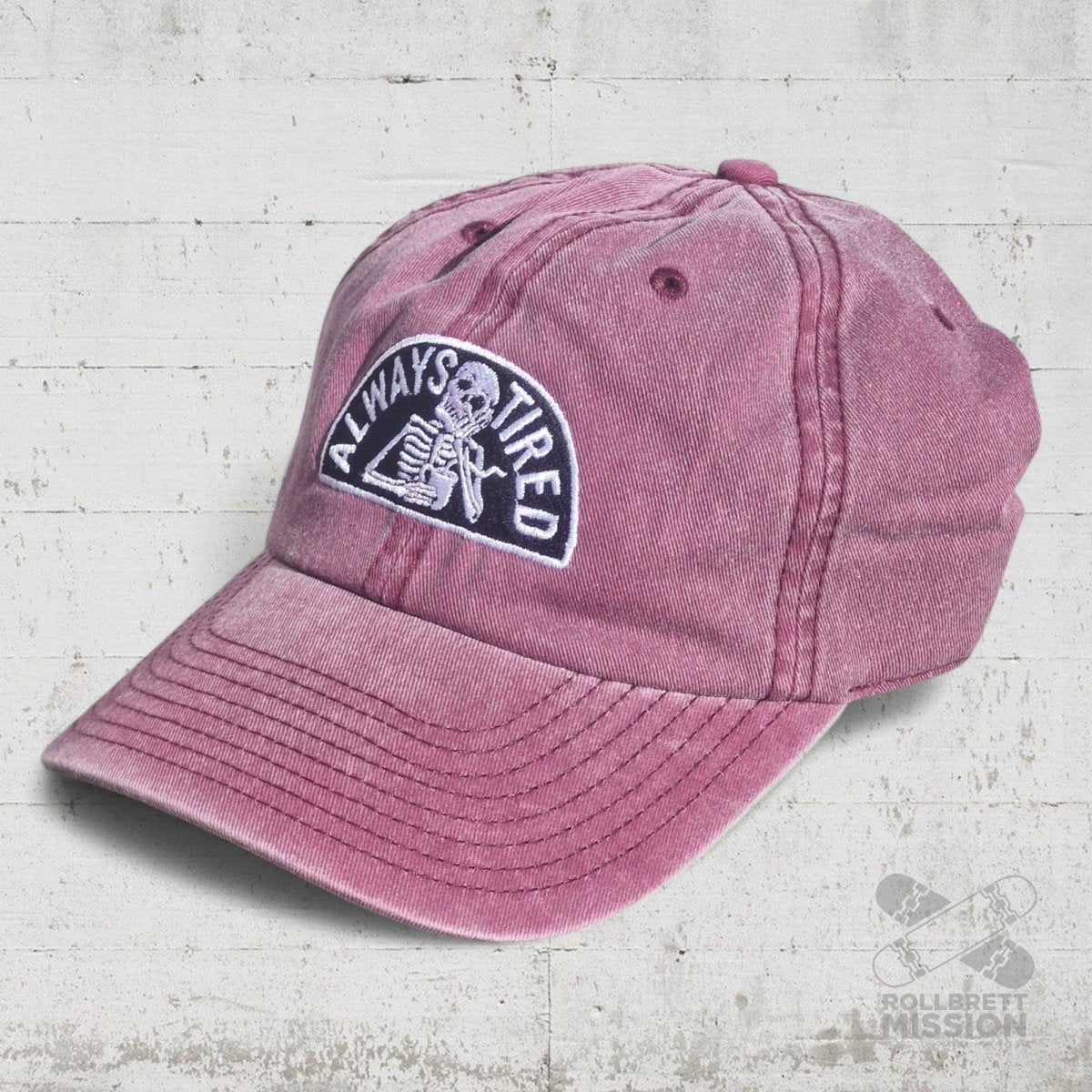 DEATH BY COFFEE Dad Cap Always Tired acid burgundy - Kopfbekleidung & - tücher - Rollbrett Mission