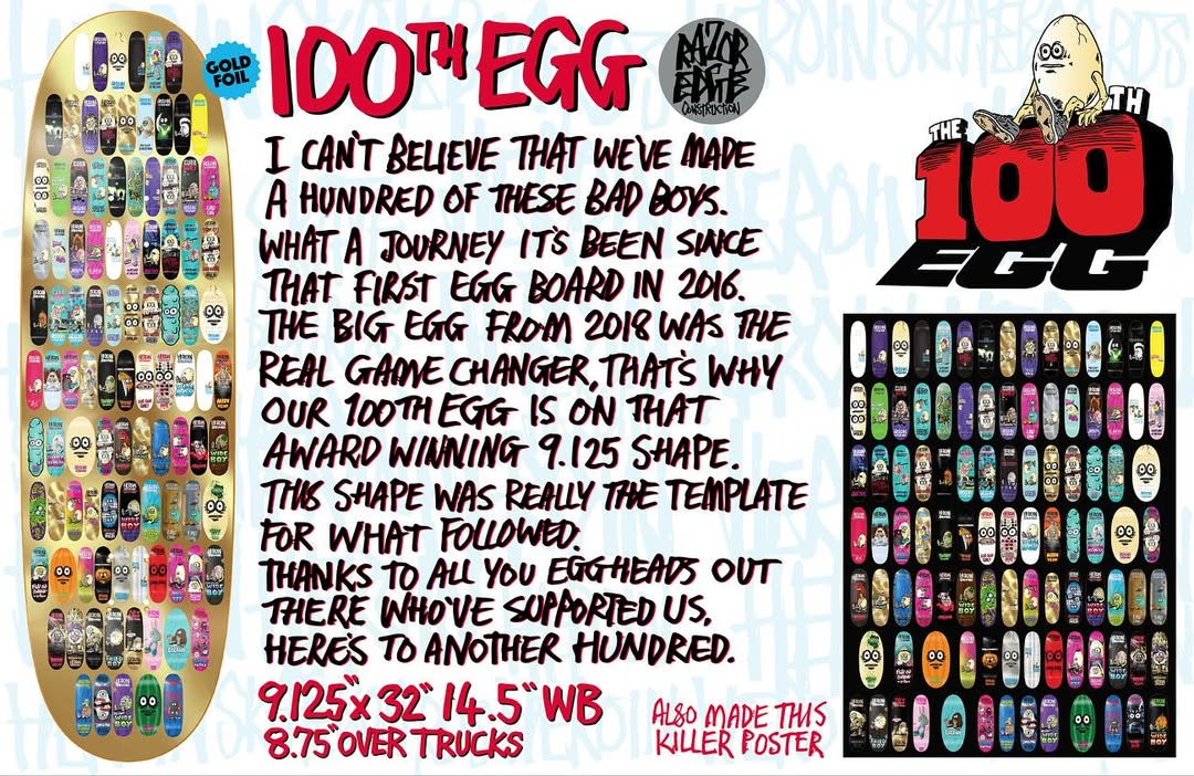Heroin Skateboards 100th Egg 9.125 Deck - Skateboard - Decks - Rollbrett Mission