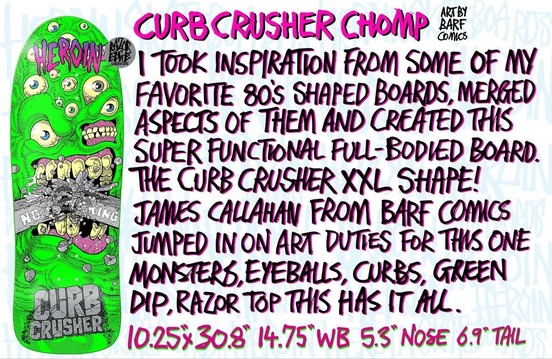 Heroin Skateboards Curb Crusher Chomp XXL 10.25 Deck - Skateboard - Decks - Rollbrett Mission