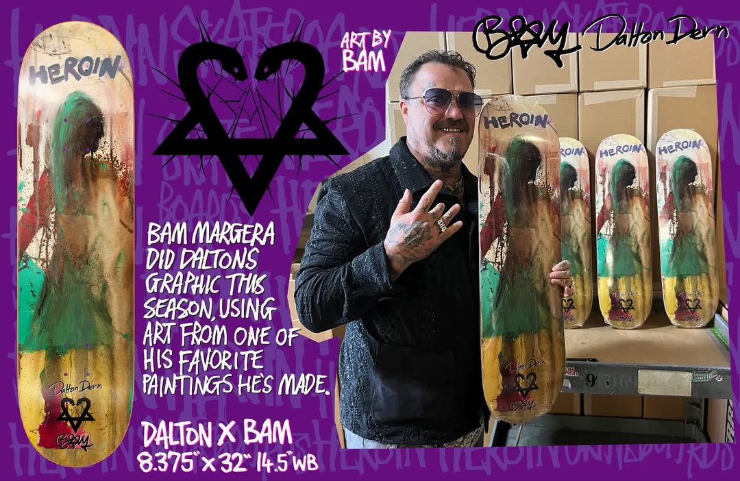 Heroin Skateboards Dalton Dern x Bam Margera 8.375 Deck - Skateboard - Decks - Rollbrett Mission