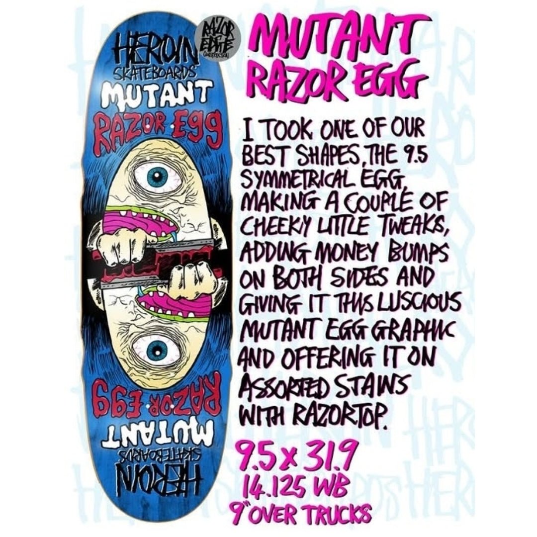 Heroin Skateboards Mutant Razor Egg 9.5 Deck - Skateboard - Decks - Rollbrett Mission