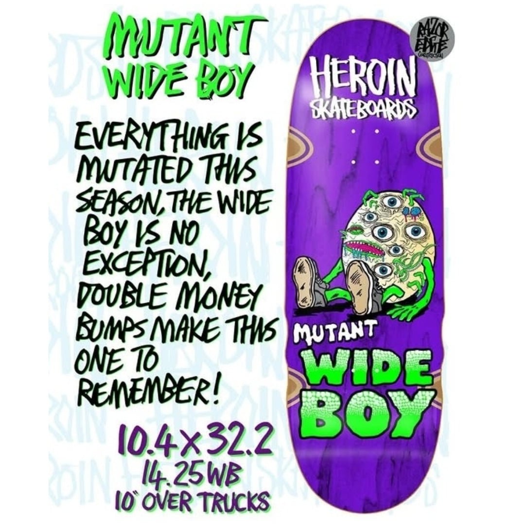 Heroin Skateboards Mutant Wide Boy 10.4 Deck - Skateboard - Decks - Rollbrett Mission
