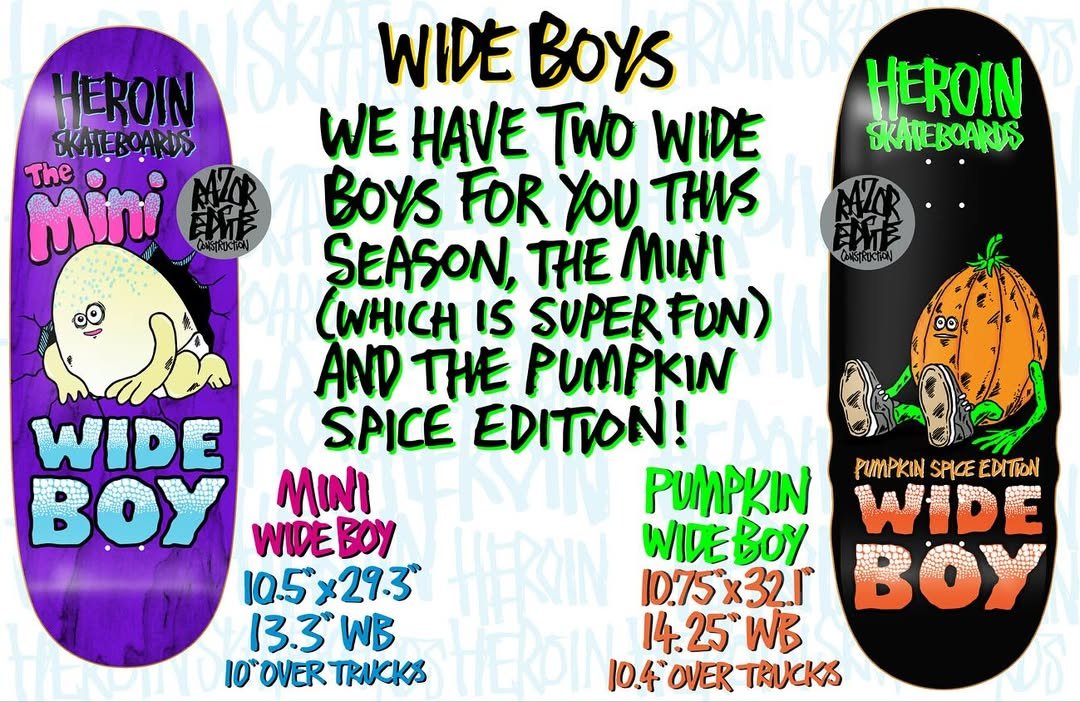 Heroin Skateboards Pumpkin Wide Boy 10.75 Deck - Skateboard - Decks - Rollbrett Mission