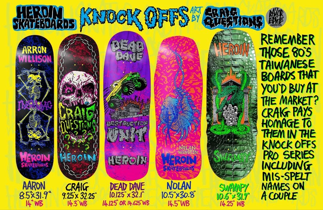 Heroin Skateboards Swampy Knock Off 10.6 Deck - Skateboard - Decks - Rollbrett Mission