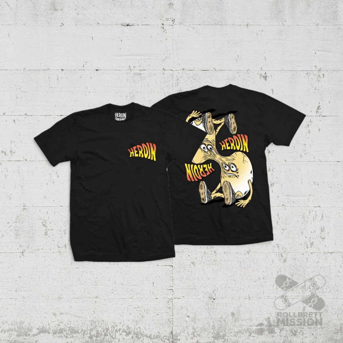 Heroin Skateboards T-Shirt Merged black - Rollbrett Mission