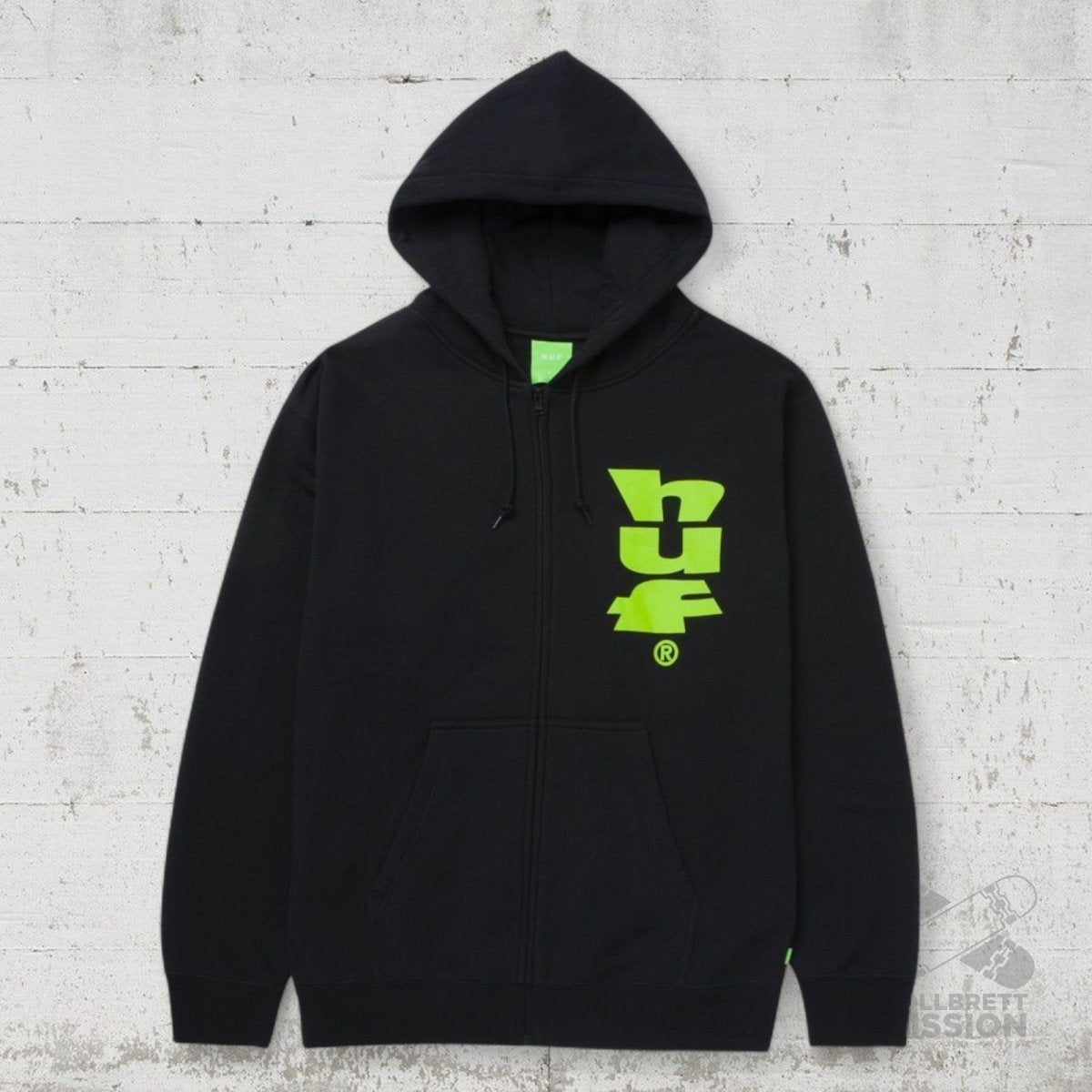 HUF Hooded Zipper Megablast black - Shirts & Tops - Rollbrett Mission