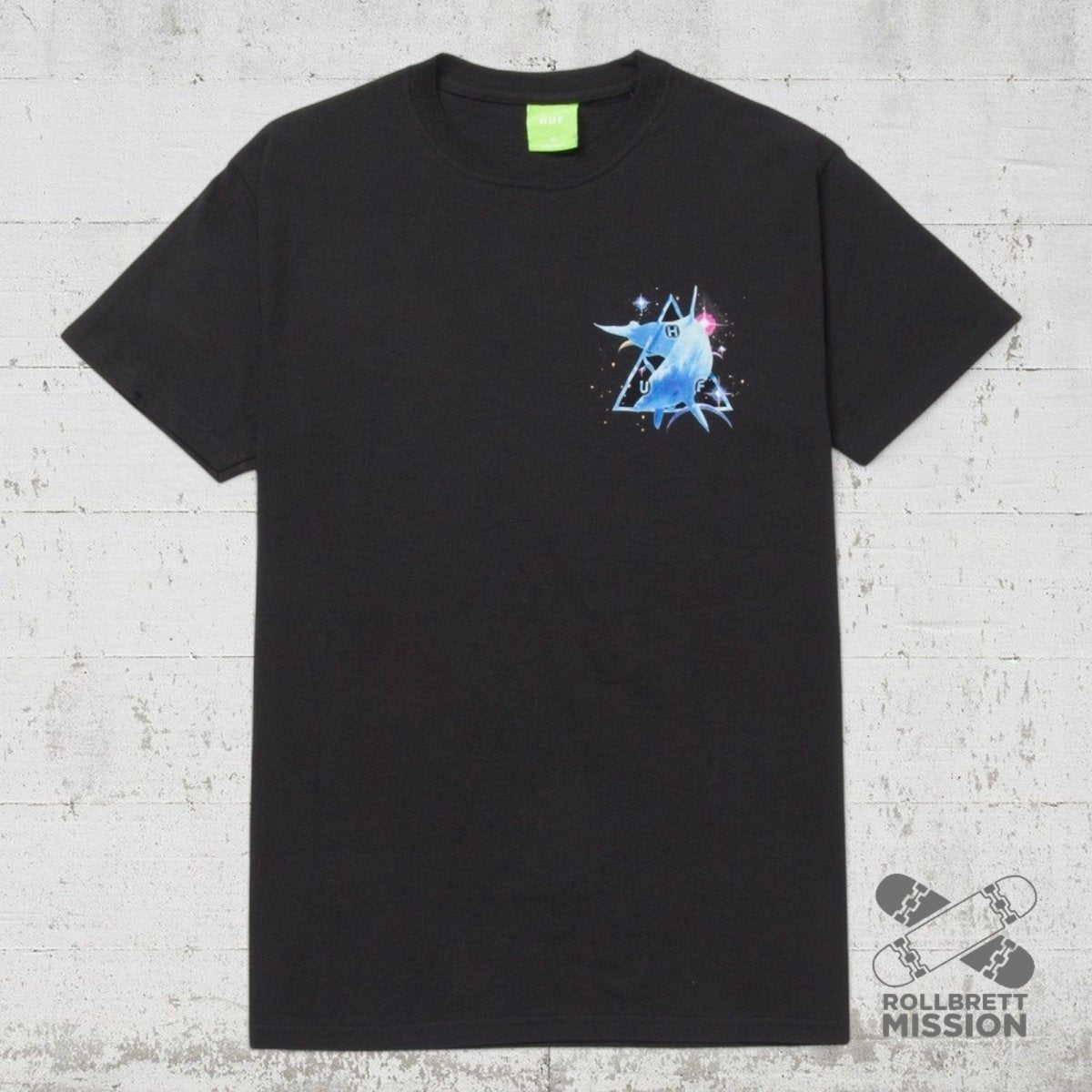 Huf T-Shirt Space Dolphins black - Rollbrett Mission