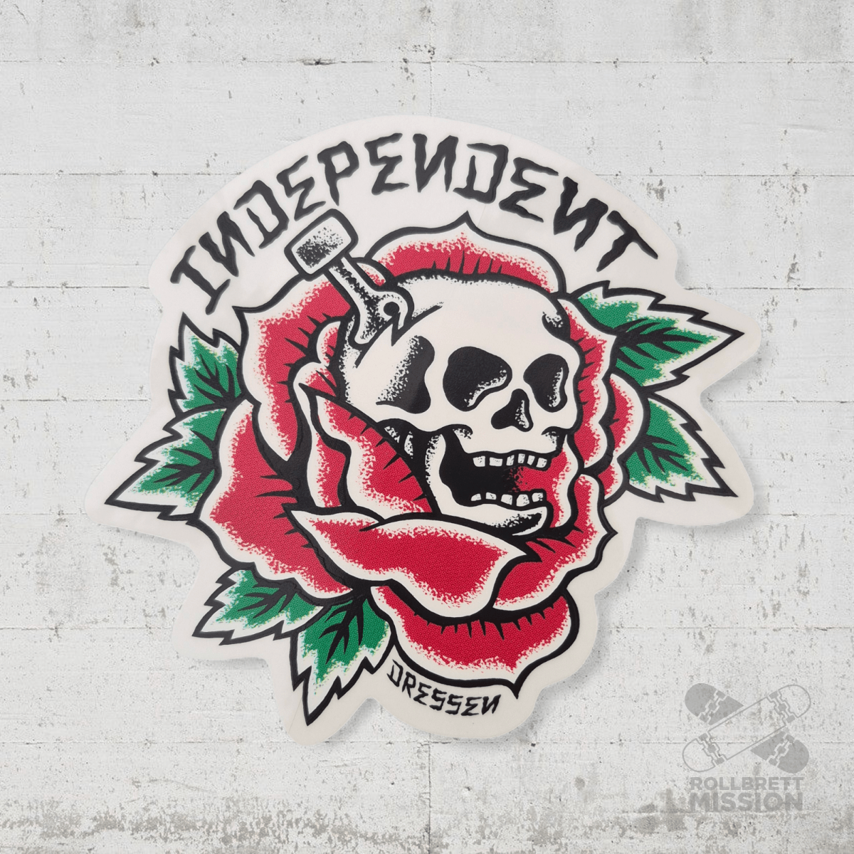 Independent Dressen Skull Rose Mylar Sticker 10cm - Rollbrett Mission