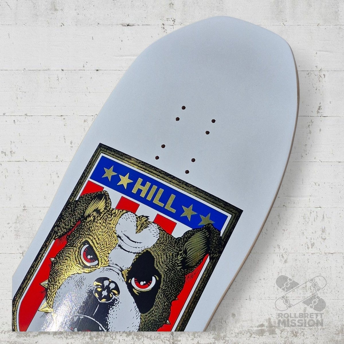 Powell - Peralta Frankie Hill Bulldog white goldfoil 10.0" Deck - Skateboard - Decks - Rollbrett Mission