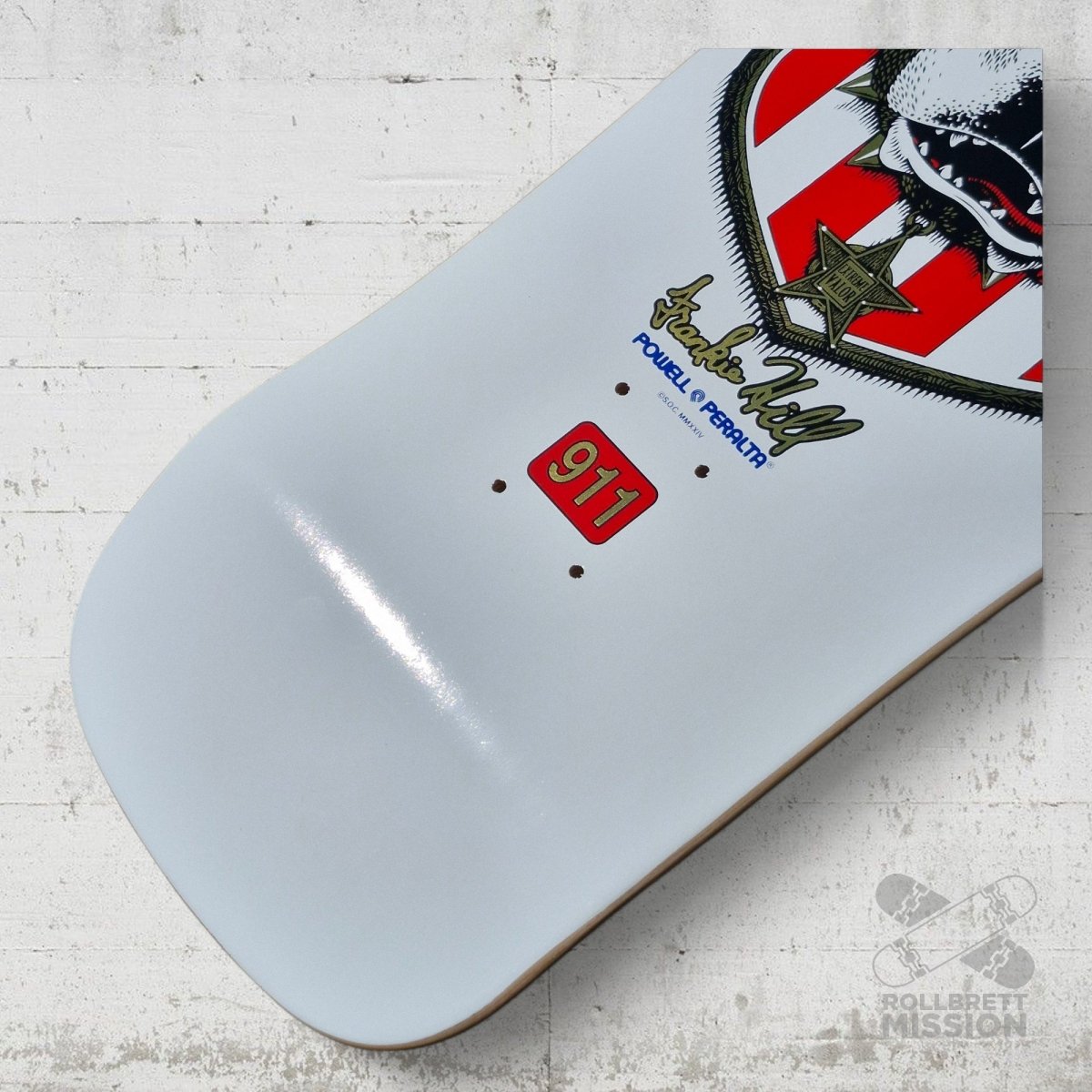 Powell - Peralta Frankie Hill Bulldog white goldfoil 10.0" Deck - Skateboard - Decks - Rollbrett Mission