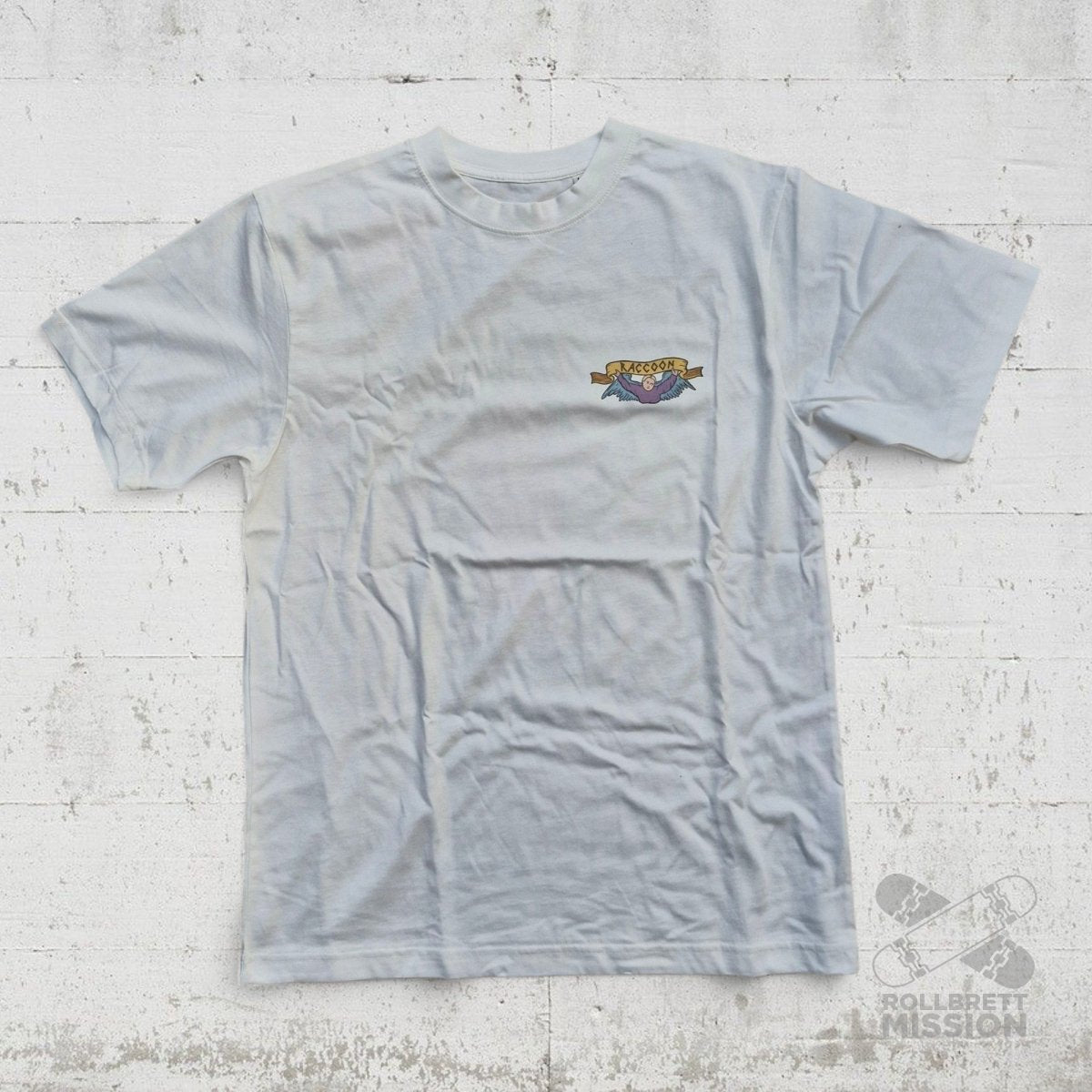 Raccoon T-Shirt Blessed Mother white - Rollbrett Mission