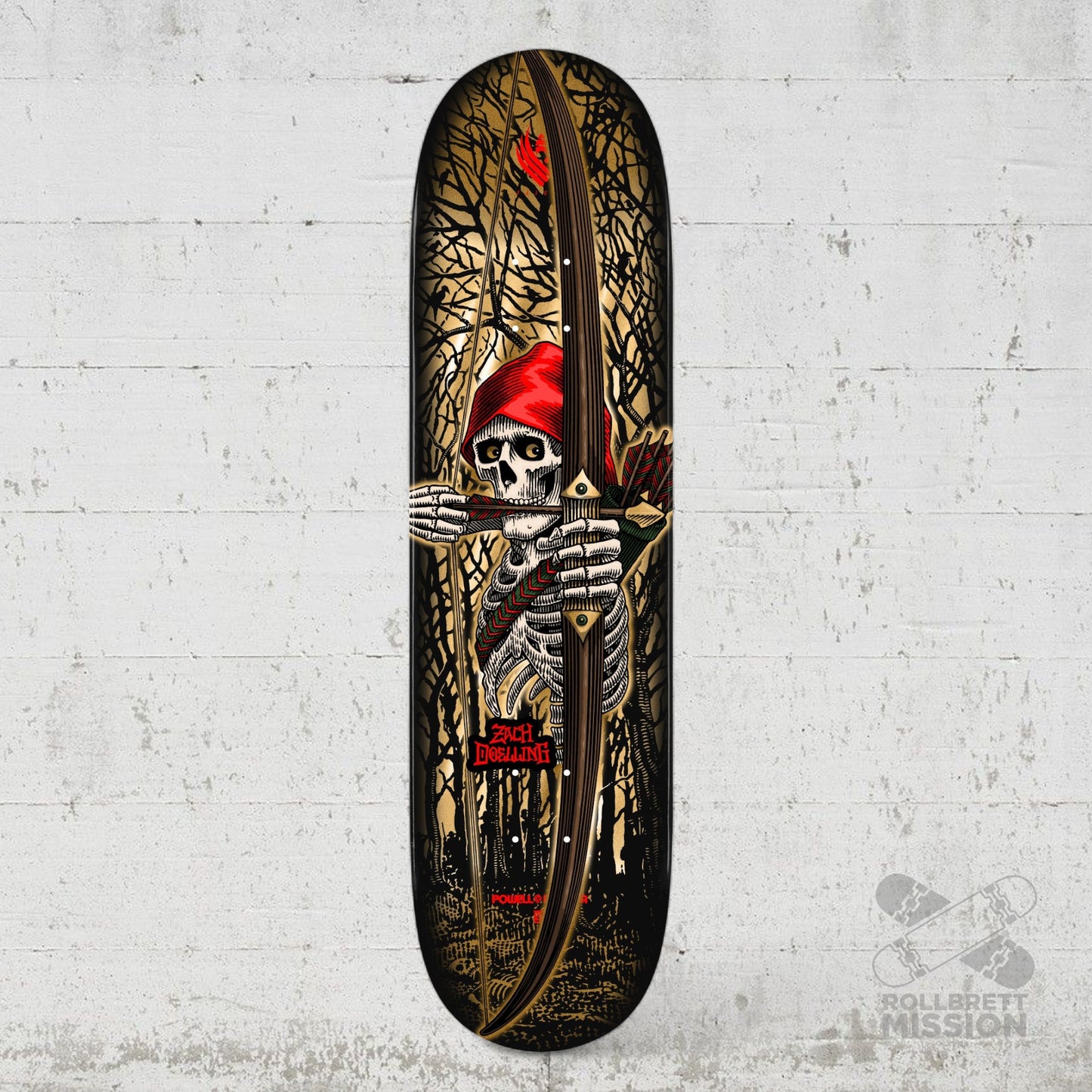 Powell Peralta Pro Zach Doelling Archer FLIGHT Skateboard Deck Gold Foil - Shape 313 - 8.30 x 31.61