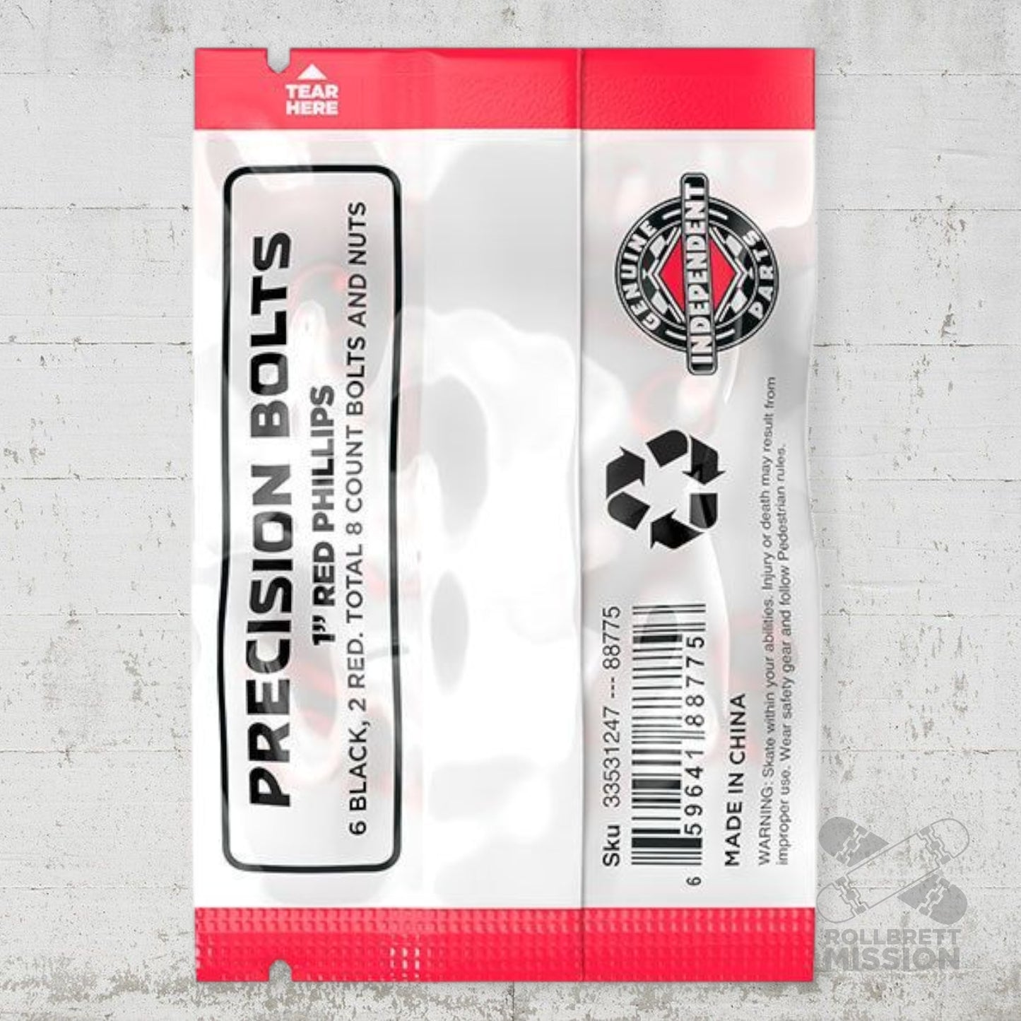 Independent 1" Kreuz Montageschrauben Bolts black red