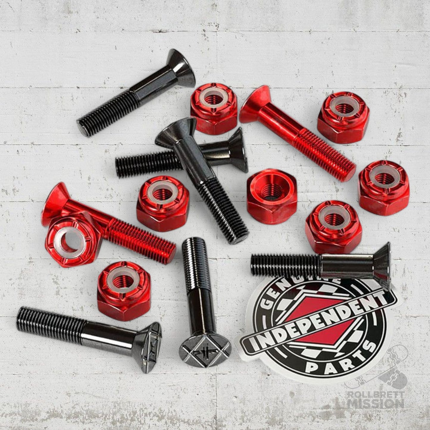 Independent 1" Kreuz Montageschrauben Bolts black red