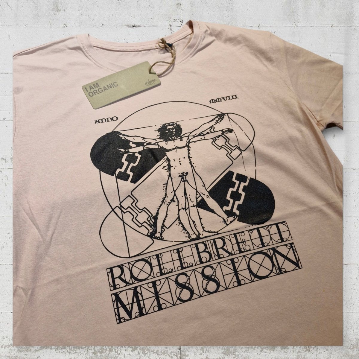 Rollbrett Mission Organic Vitruvian T-Shirt soft peach - Shirts & Tops - Rollbrett Mission