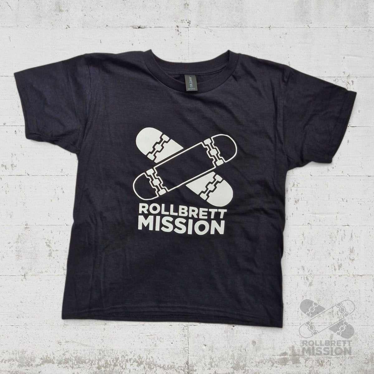 Rollbrett Mission T-Shirt Kids Classic Logo schwarz - Shirts & Tops - Rollbrett Mission