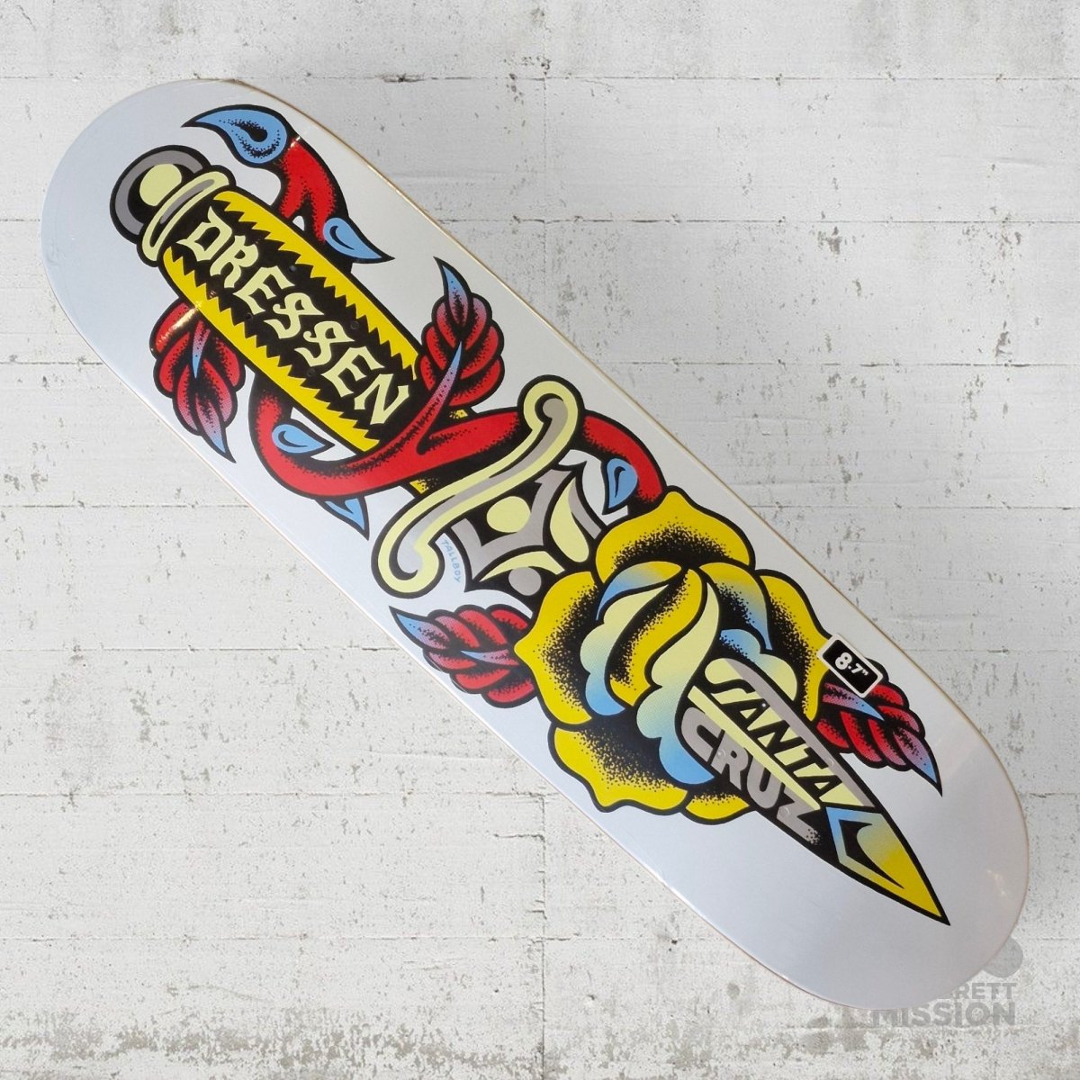 Santa Cruz Dressen Dagger 8.7" Twin Shaped Deck - Skateboard - Decks - Rollbrett Mission