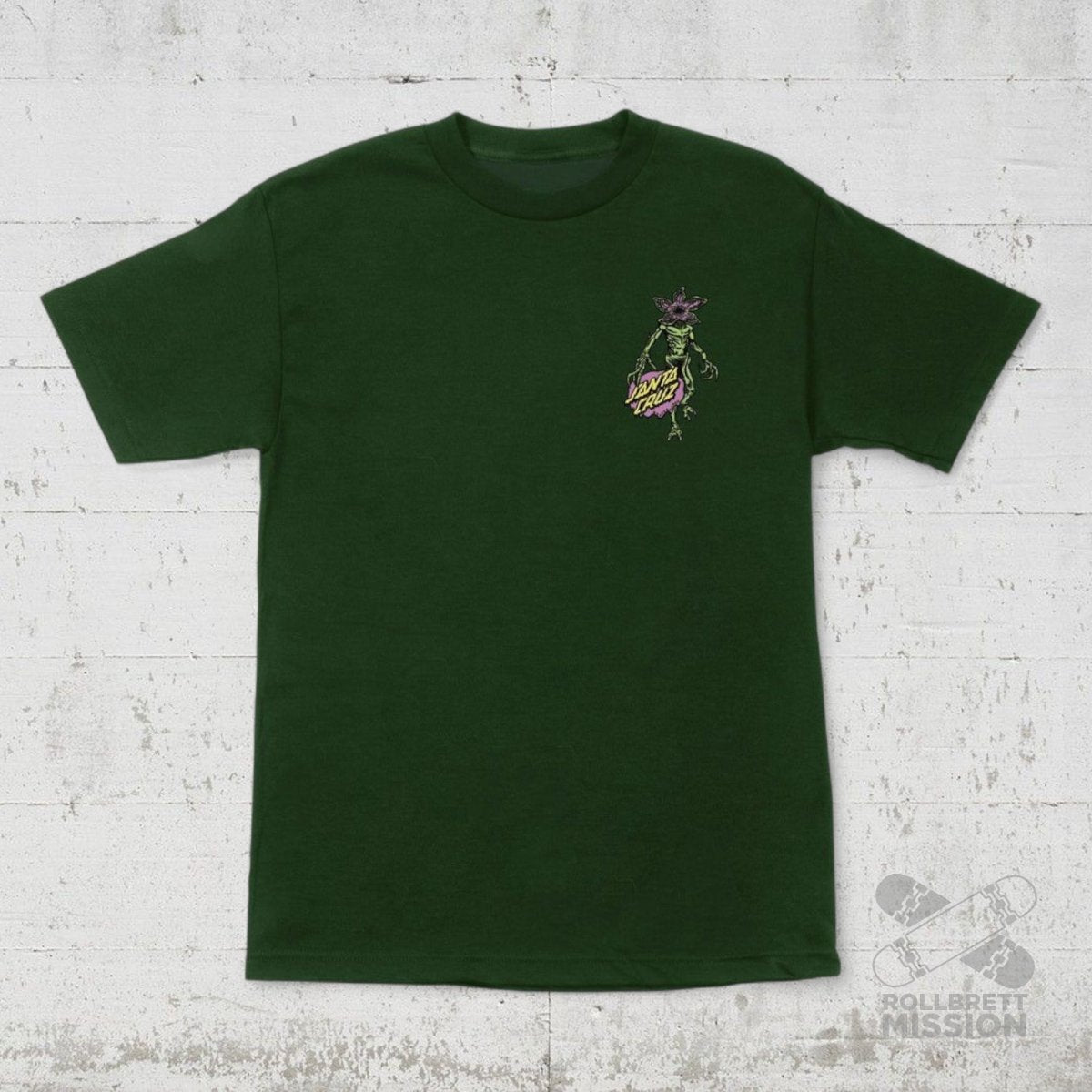 Santa Cruz T-Shirt Stranger Things Demogorgon Dot forest green - Rollbrett Mission