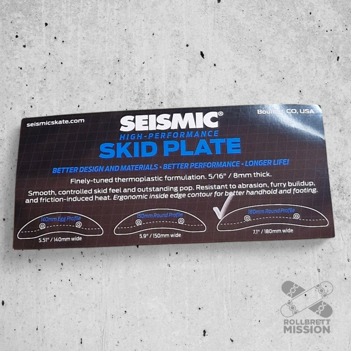 Seismic Skid Plate 180mm Round Profile white - Rollbrett Mission