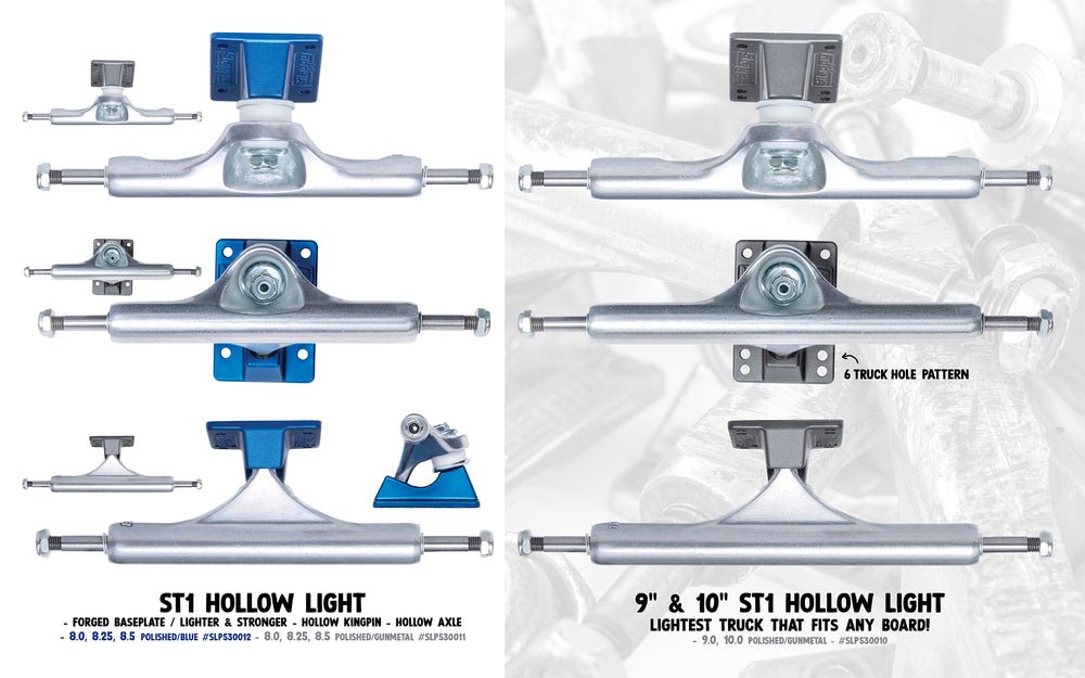 Slappy Truck 10.0 ST1 Hollow Lights Gunmetal polished - Skateboard - Achsen - Rollbrett Mission