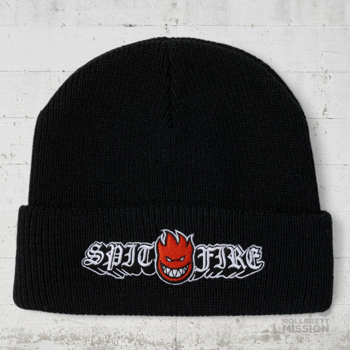 Spitfire Cuff Beanie Old E Drop Bighead black - Kopfbekleidung & - tücher - Rollbrett Mission