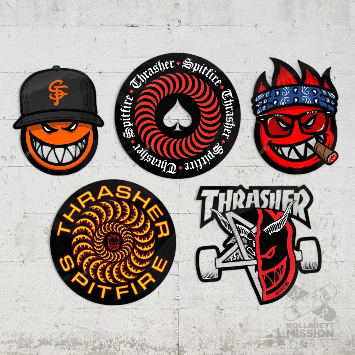 Spitfire x Thrasher Sticker Pack - Rollbrett Mission