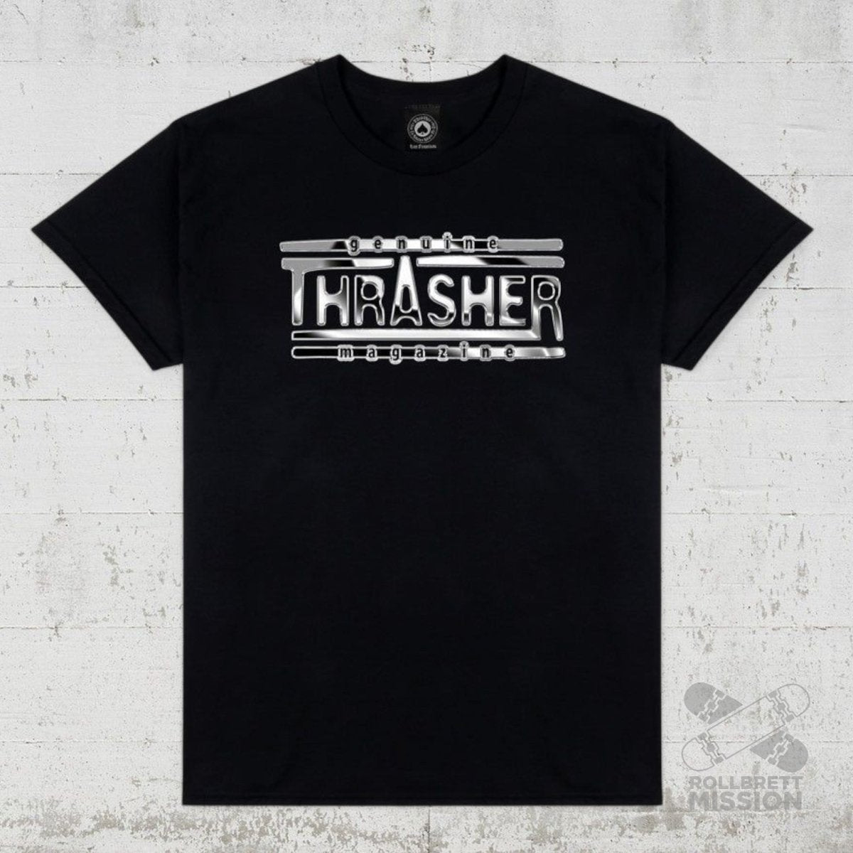 Thrasher T-Shirt Chrome Genuine black - Rollbrett Mission