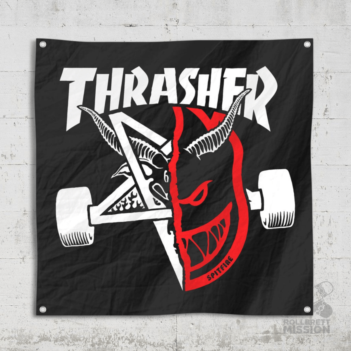 Thrasher x Spitfire Banner Thrash & Burn 36" - Accessoires - Rollbrett Mission