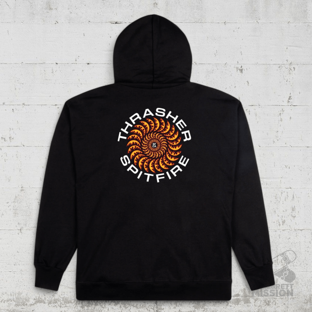 Thrasher x Spitfire Hoodie Classic Swirl black - Shirts & Tops - Rollbrett Mission