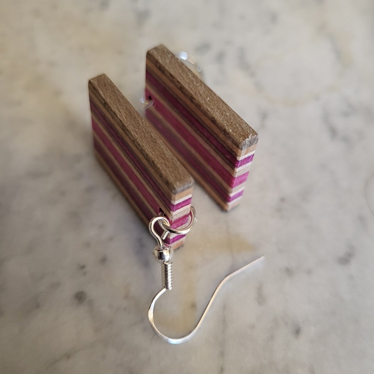 Hotsourkraut Skateboard-Ohrringe Recycling pink eckig 24mm - Schmuck - Rollbrett Mission