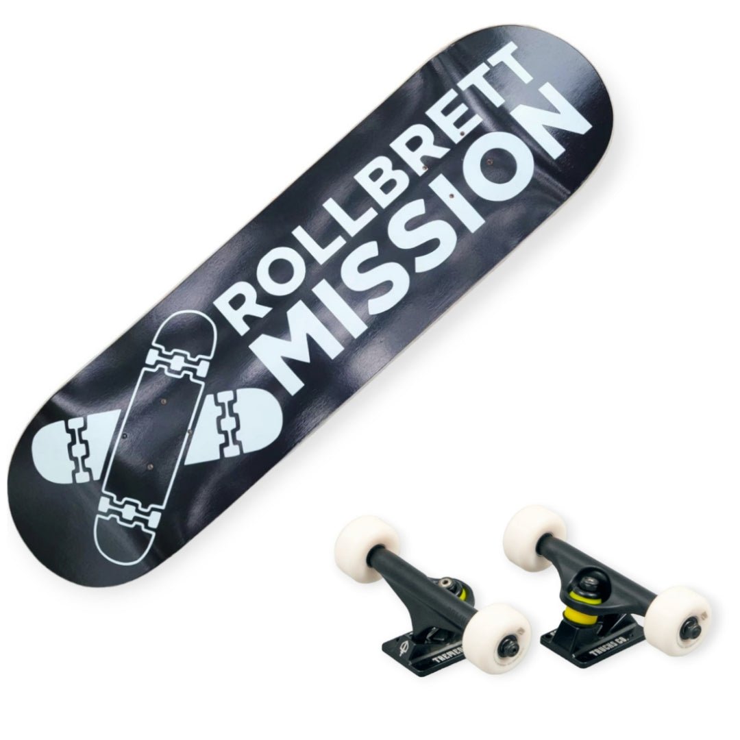 Rollbrett Mission Black Logo Complete Skateboard - Skateboard-Decks - Rollbrett Mission