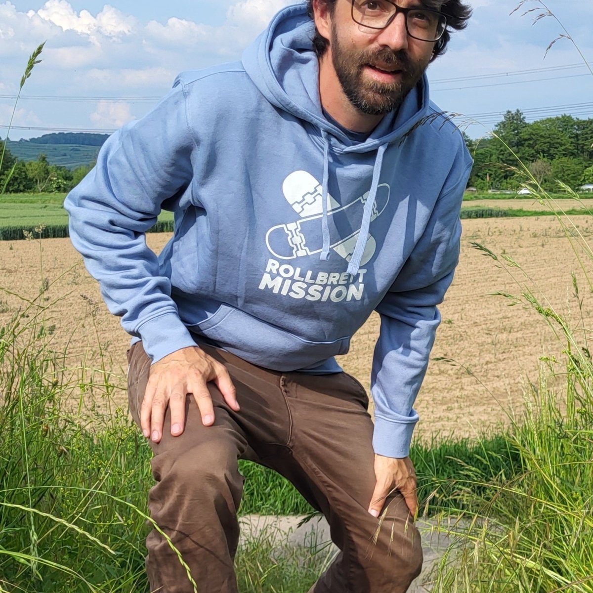 Rollbrett Mission Classic Hoodie Mineralblau - Shirts & Tops - Rollbrett Mission