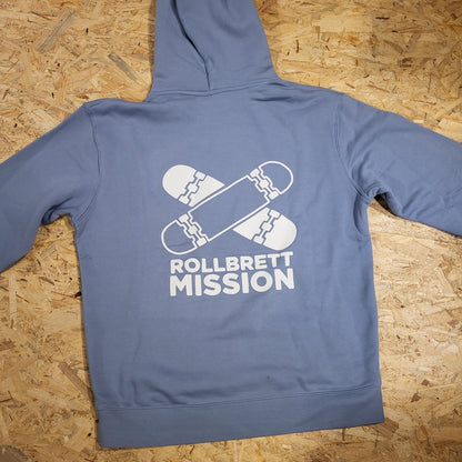 Rollbrett Mission Old School Hoodie sky blue - Shirts & Tops - Rollbrett Mission