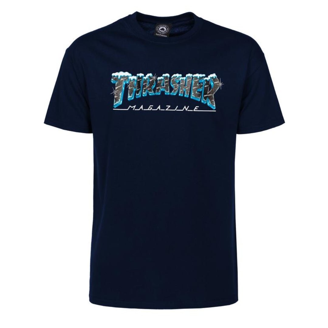 Thrasher Black Ice T-Shirt navy - Rollbrett Mission
