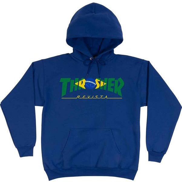 Thrasher Hoodie Brazil Revista royal blue - Shirts & Tops - Rollbrett Mission