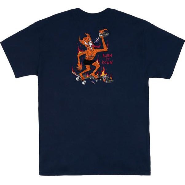Thrasher T-Shirt Burn it down navy - Rollbrett Mission