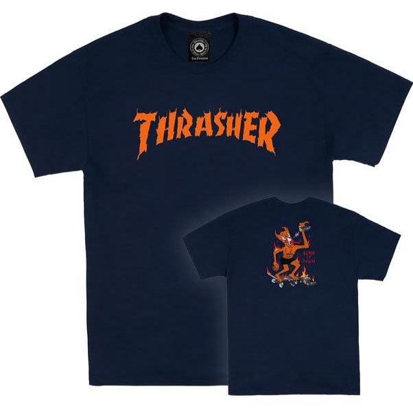 Thrasher T-Shirt Burn it down navy - Rollbrett Mission