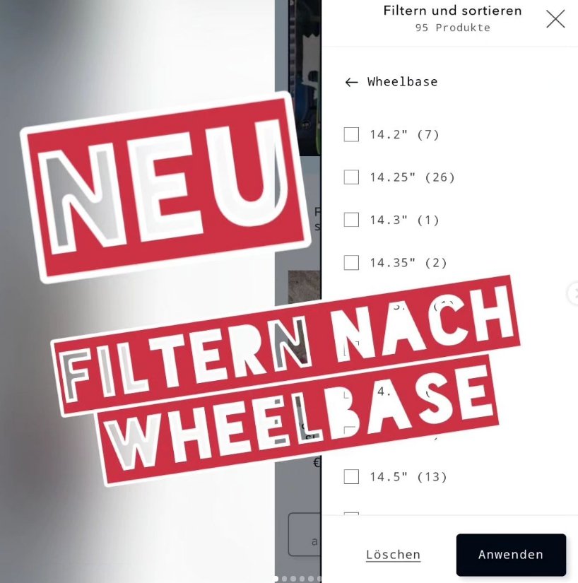 Decks nach Wheelbase filtern - Rollbrett Mission