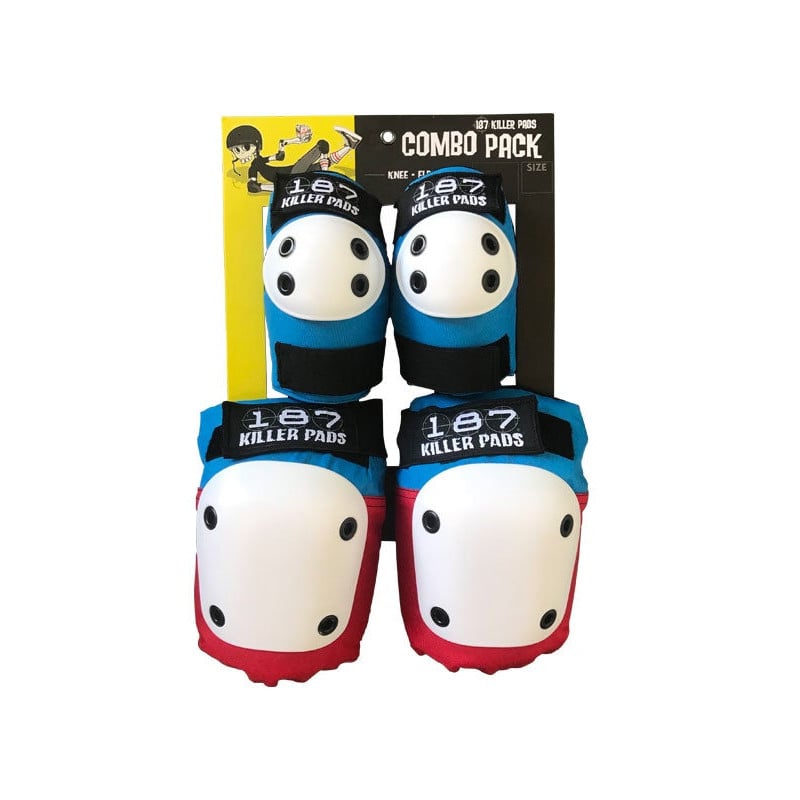 187 Killer Pads Combo Pack Pad Set Red White Blue - Skateboarding - Schutzausrüstung - Rollbrett Mission