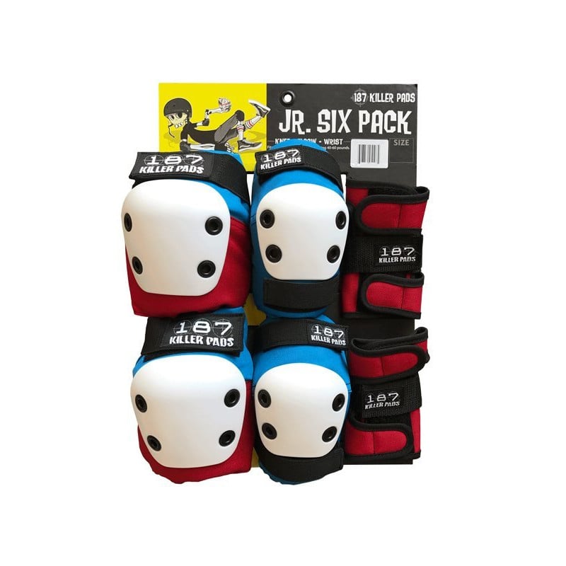 187 Killer Pads Junior Six Pack Pad Set Red white blue - Skateboarding - Schutzausrüstung - Rollbrett Mission