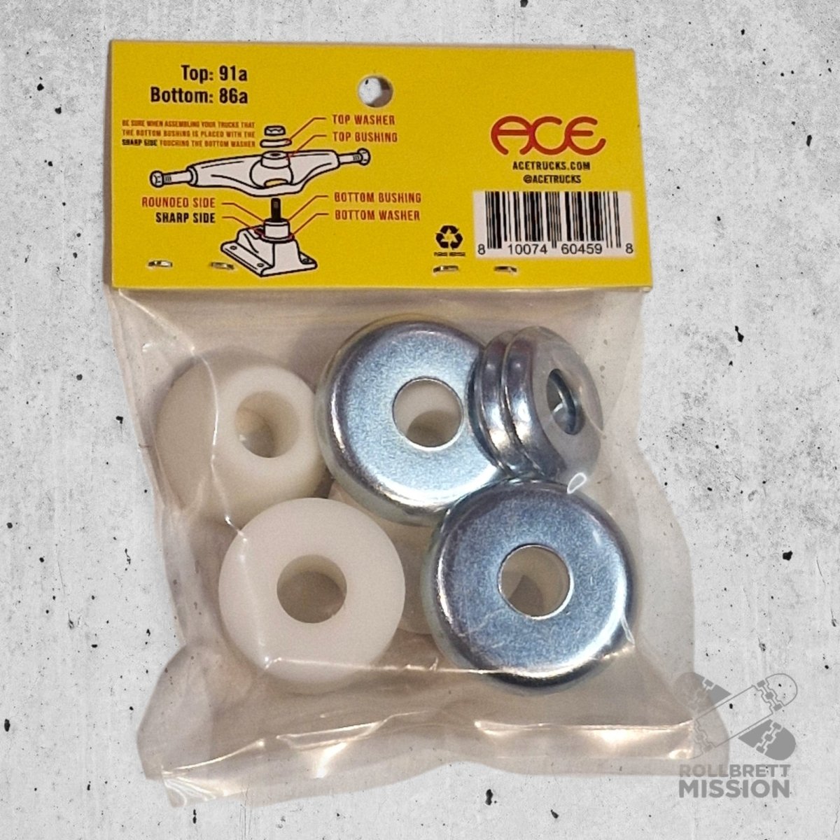 ACE Bushings Stock Medium 91A 86A white - Skateboard - Kleinteile - Rollbrett Mission