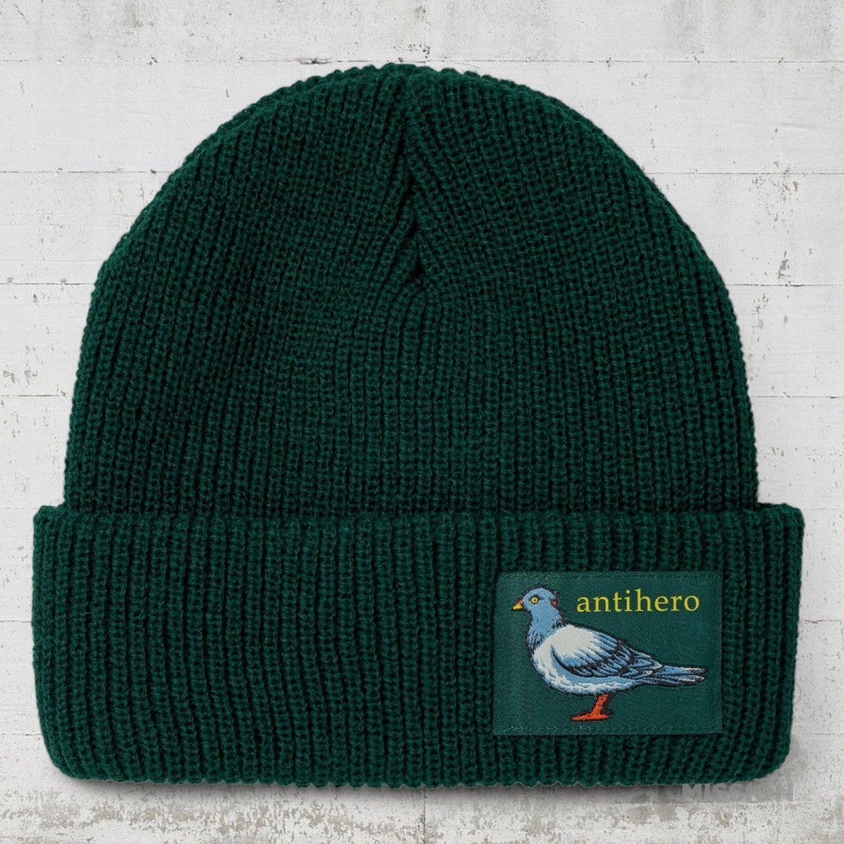 Anti Hero Cuff Beanie Lil Pigeon green yellow - Kopfbekleidung & - tücher - Rollbrett Mission
